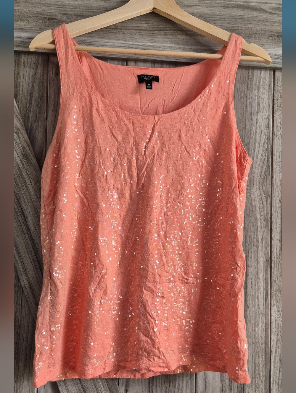 Talbots Coral Sequin Tank Top
